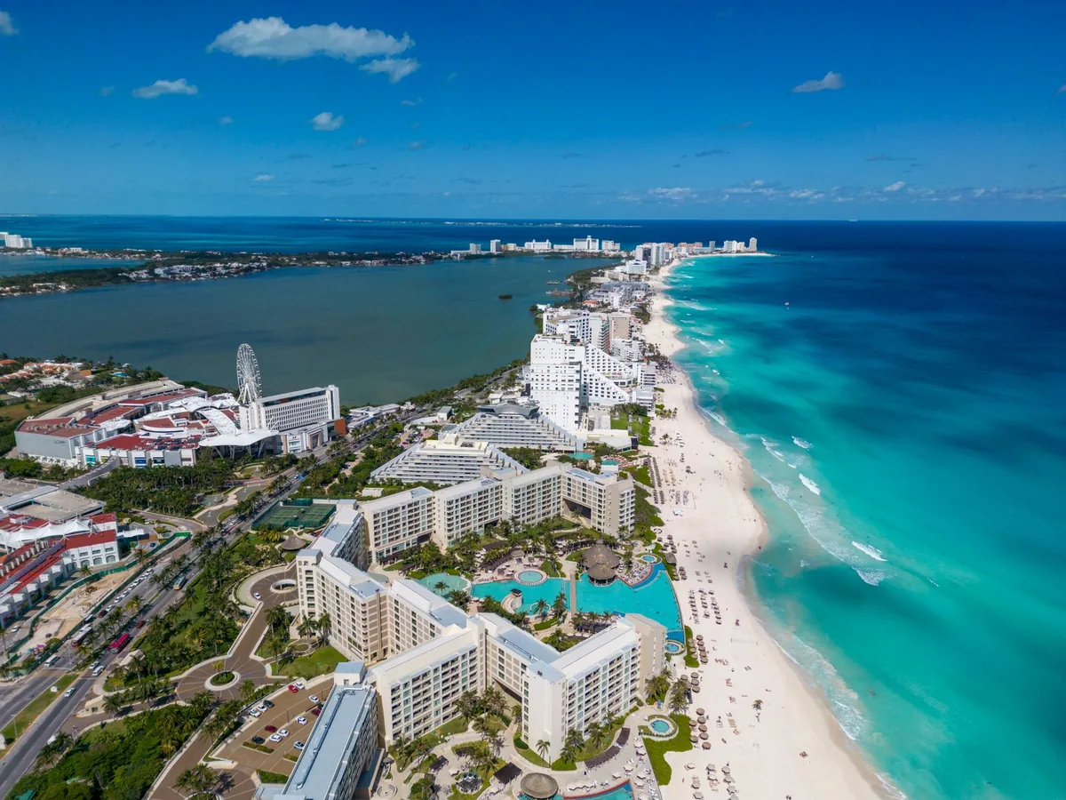 aerial view coastal resort hotel