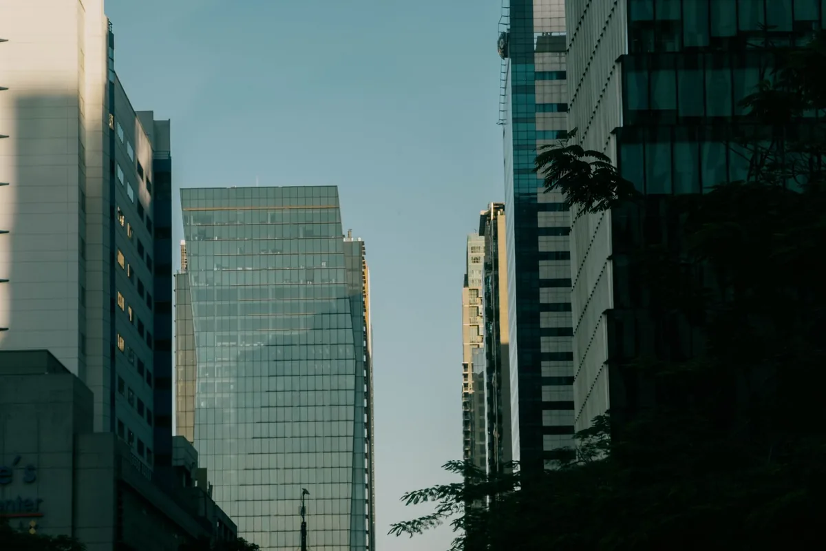 city skyline modern office buildings