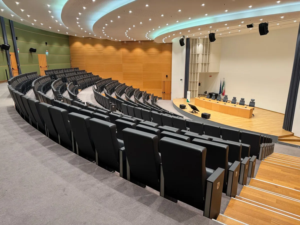 conference hall with stage seating