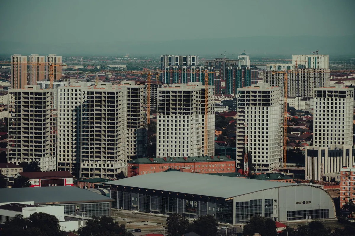 modern skyscraper construction city center