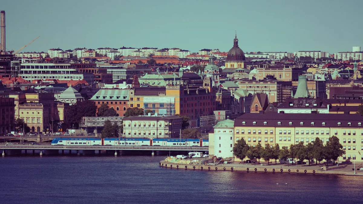 aerial view stockholm waterfront architecture
