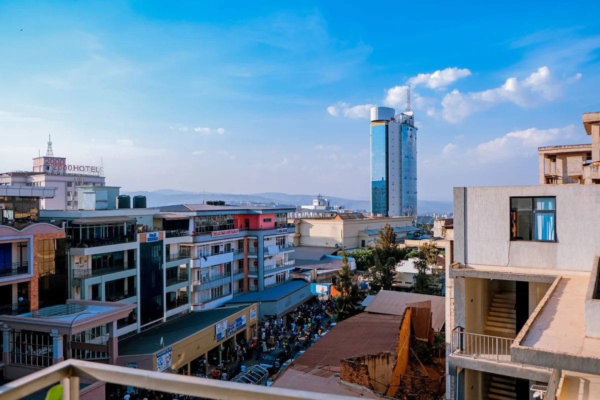 modern city skyline with business hotels