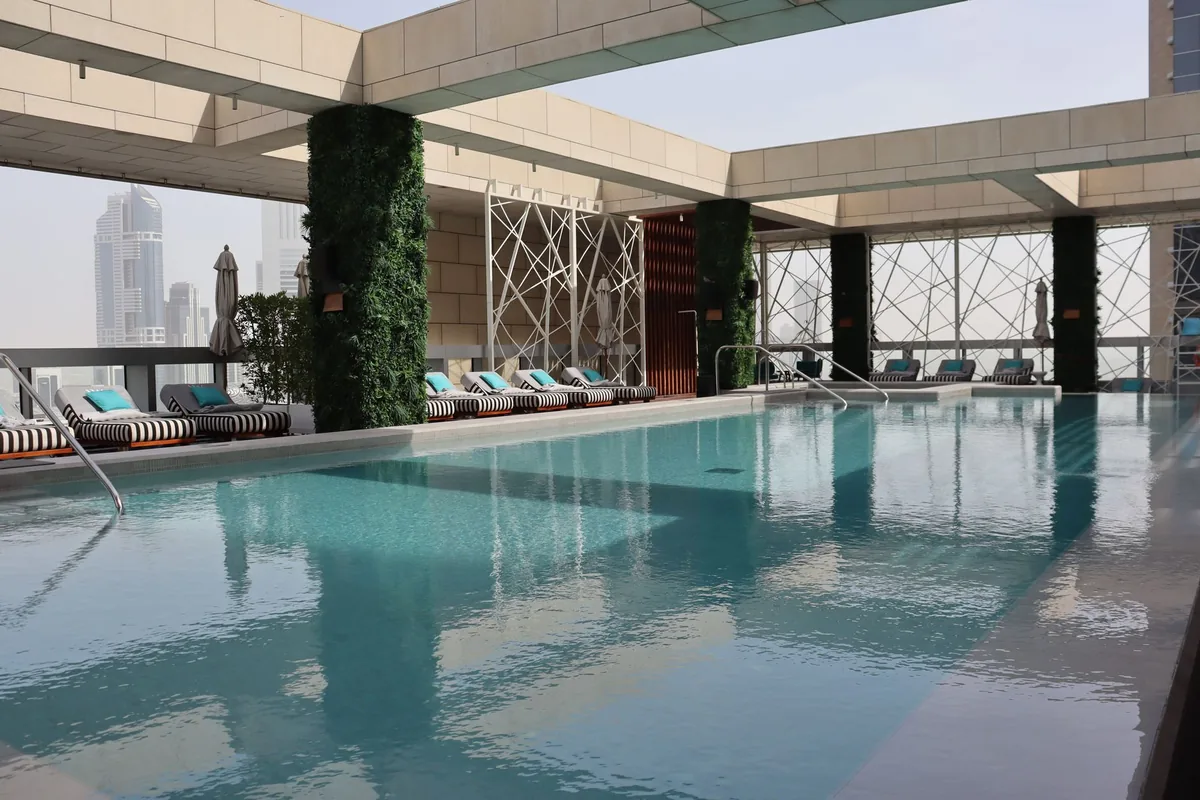 hotel swimming pool lounge deck