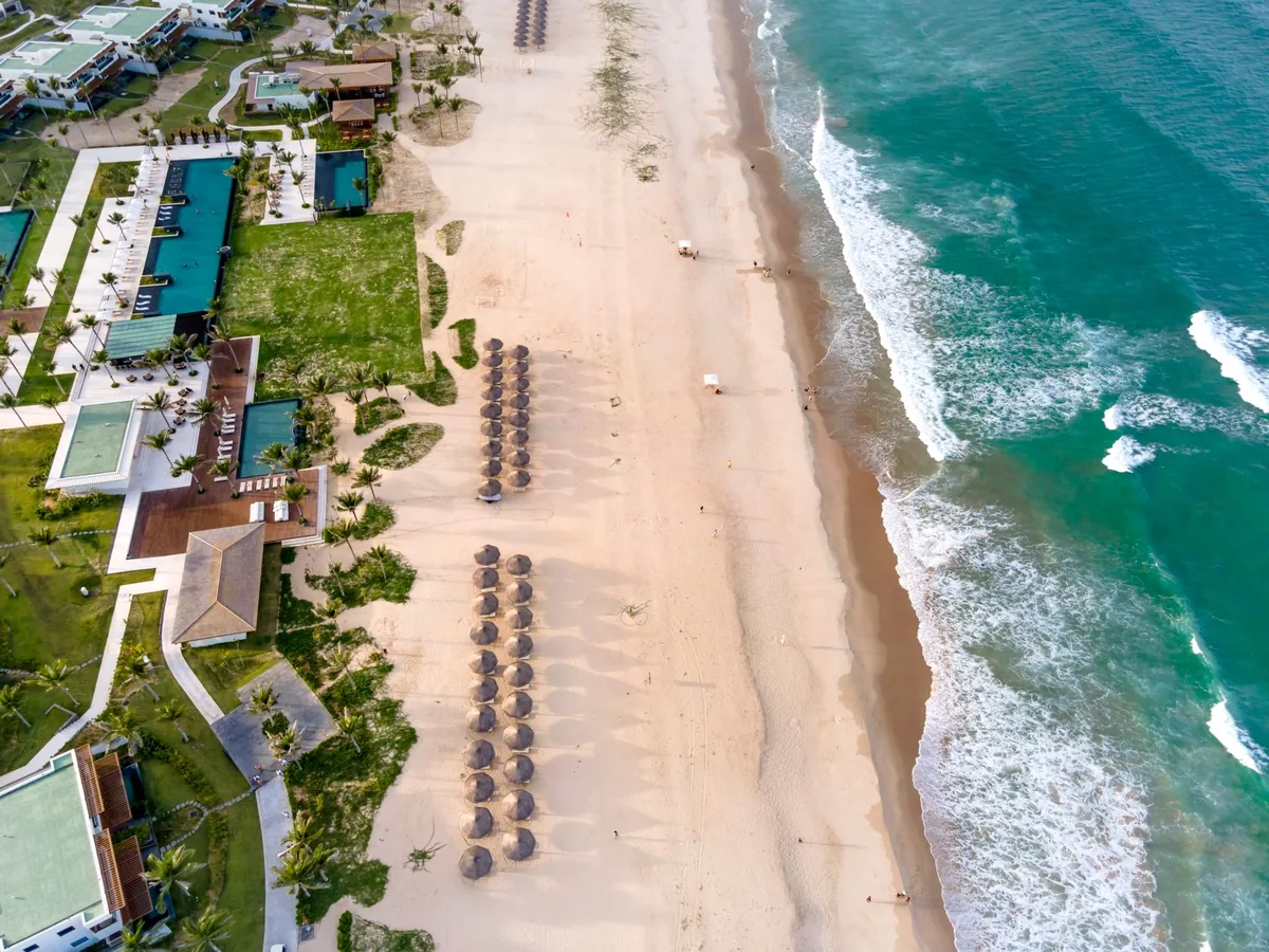 aerial luxury resort coastline