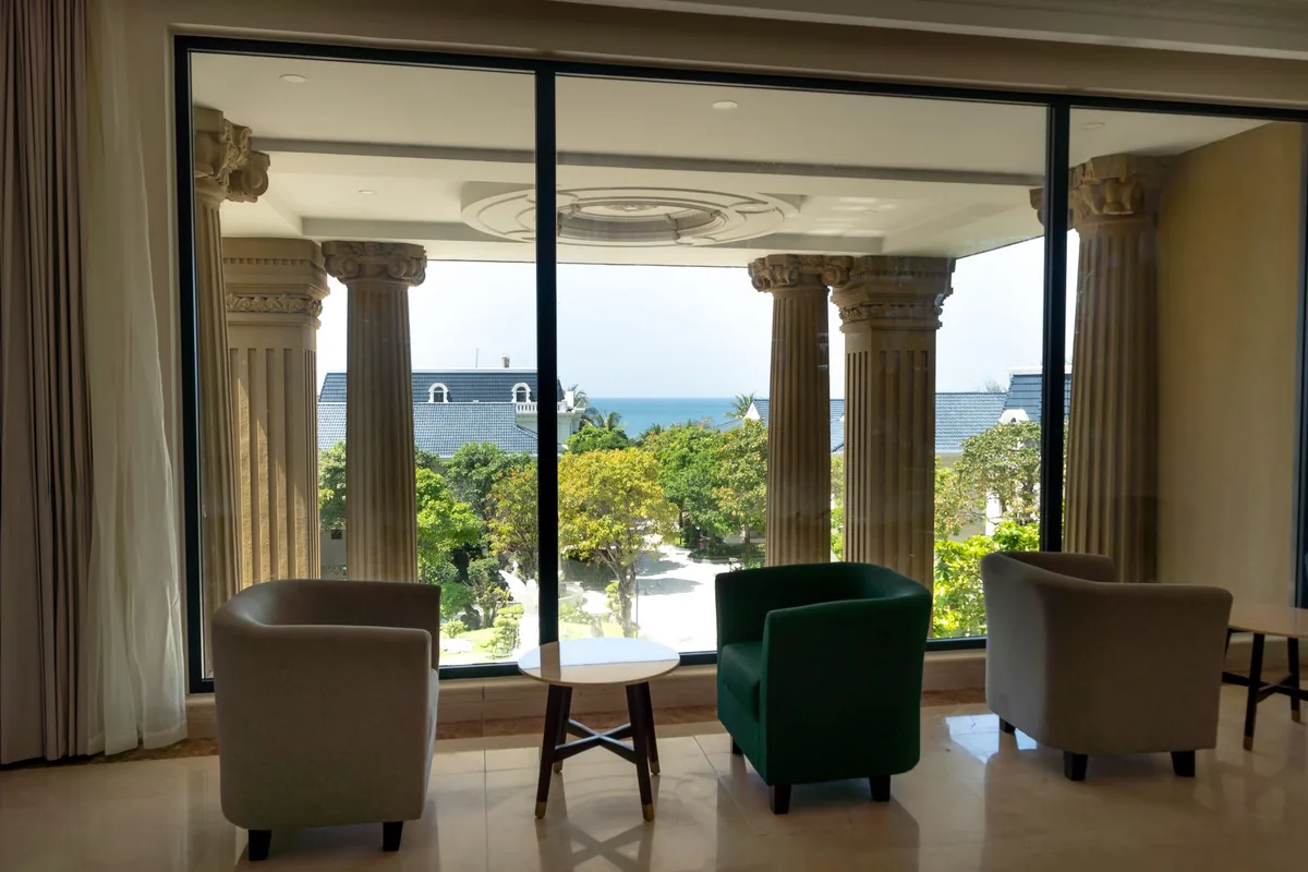 luxury hotel suite living room ocean view