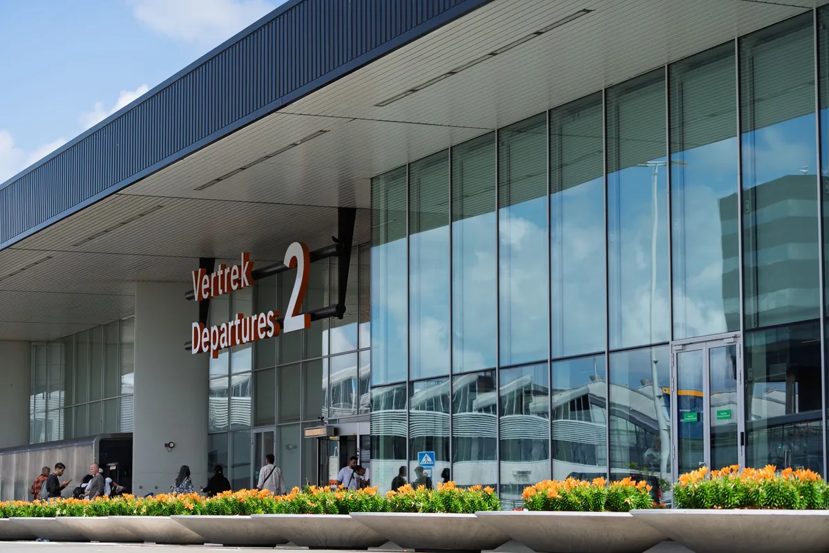 damaged airport departure terminal