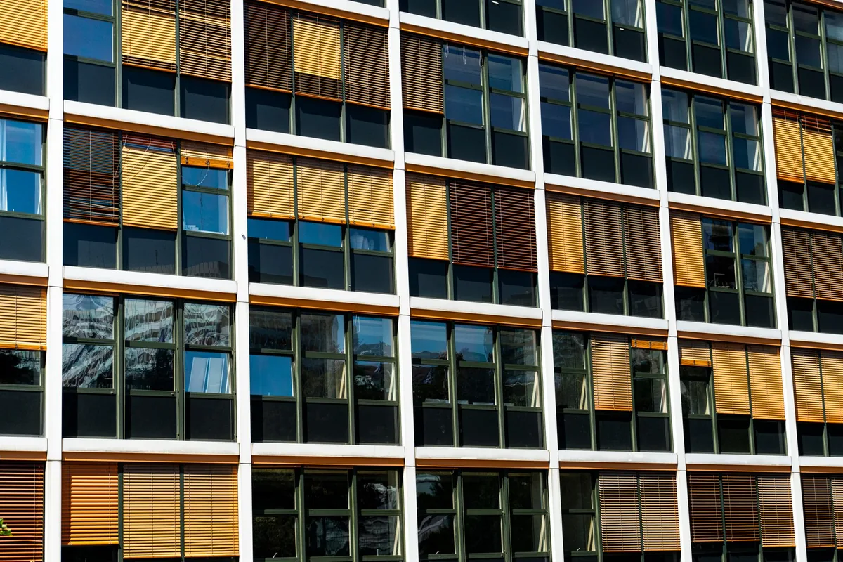 refurbished office building facade