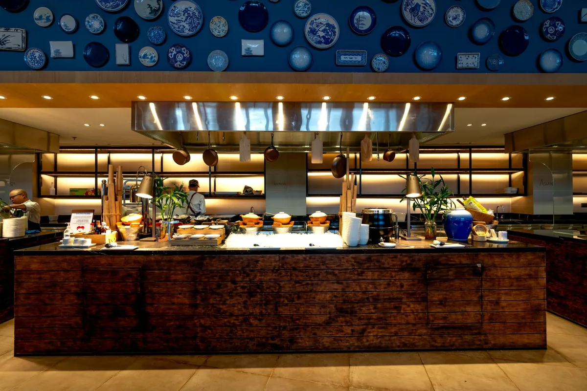 modern resort breakfast buffet counter
