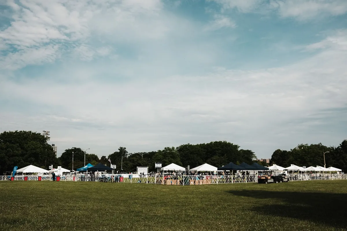 school courtyard outdoor festival booths