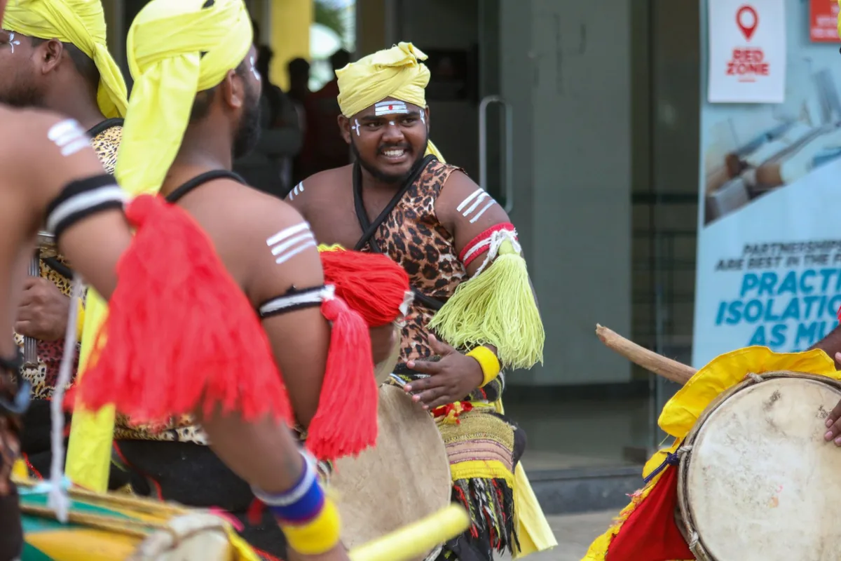 traditional Maldivian boduberu drumming performance