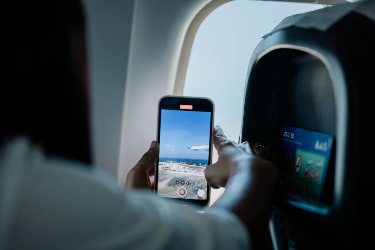 smartphone recording video in luxury hotel