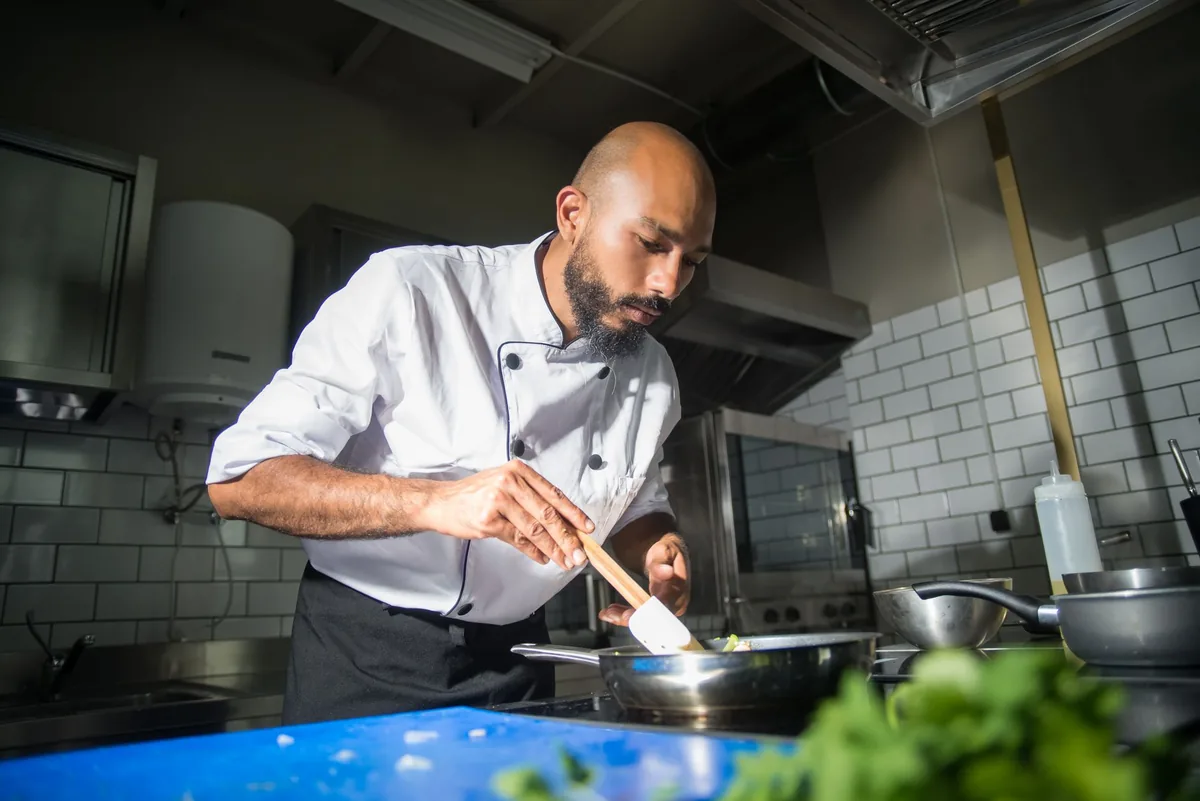 commercial kitchen chef cooking