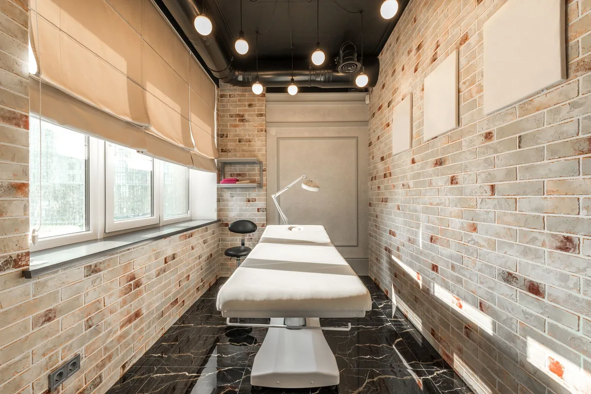 spa treatment room natural limestone walls