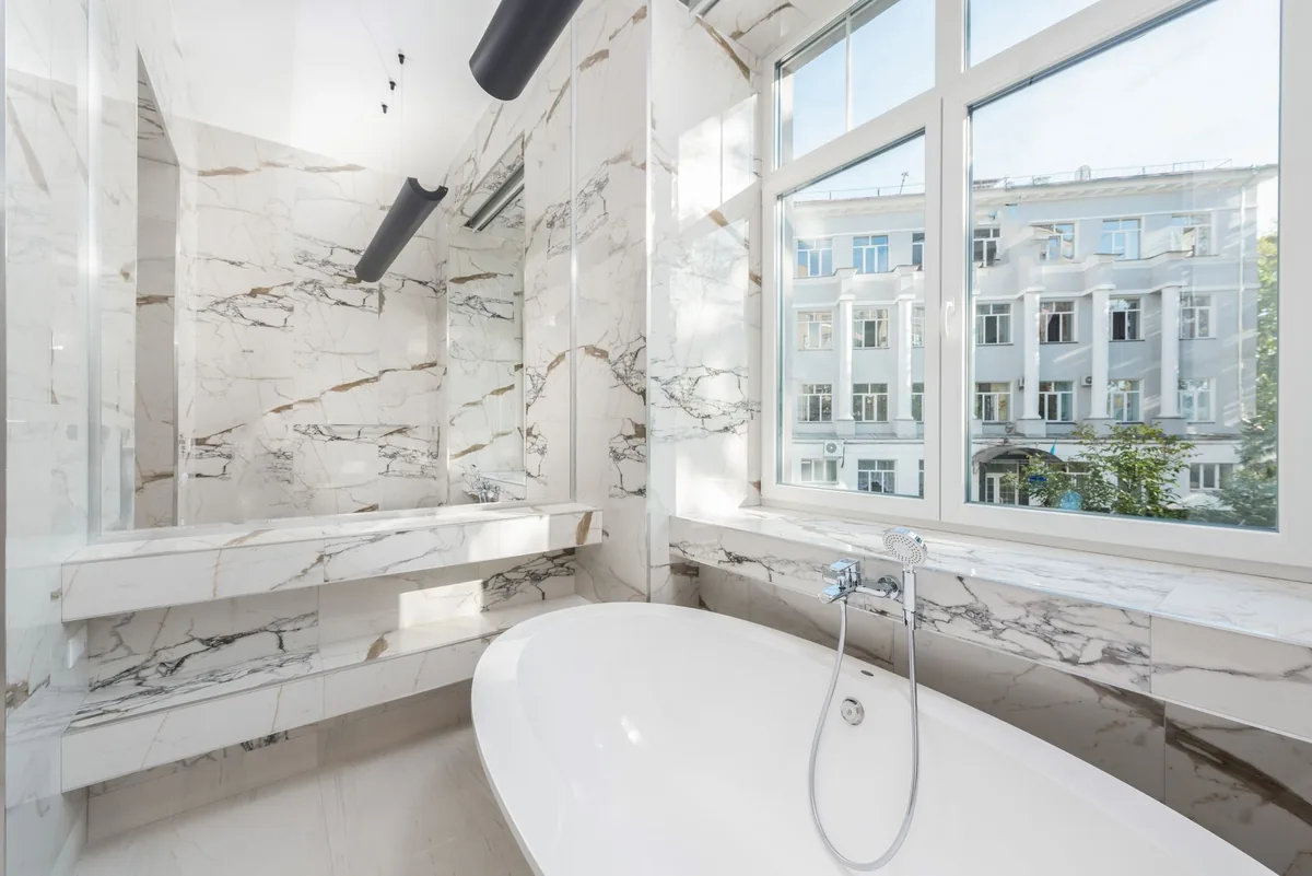 luxury hotel bedroom marble bathroom interior