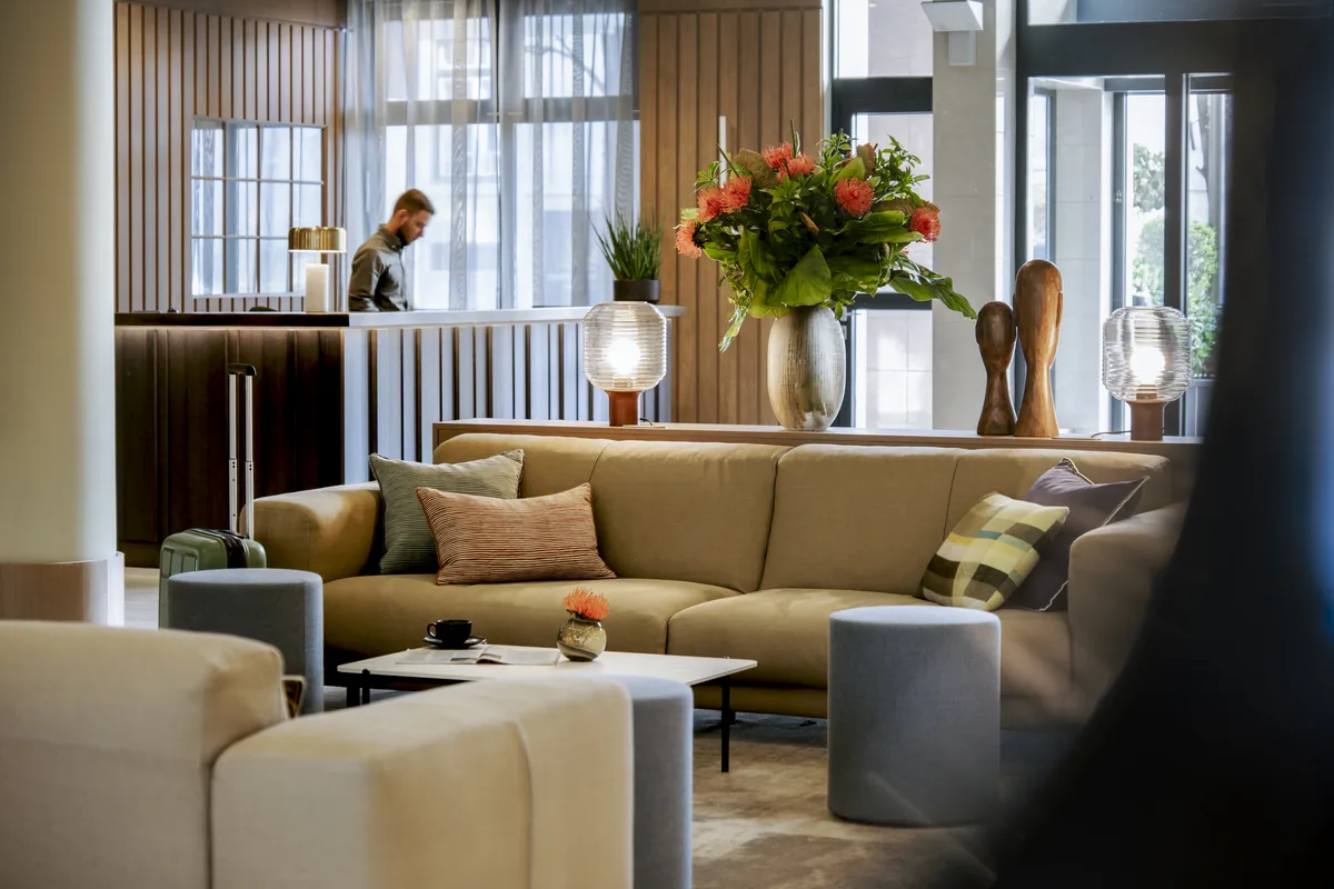 Lobby lounge seating at Adina Apartment Hotel Budapest