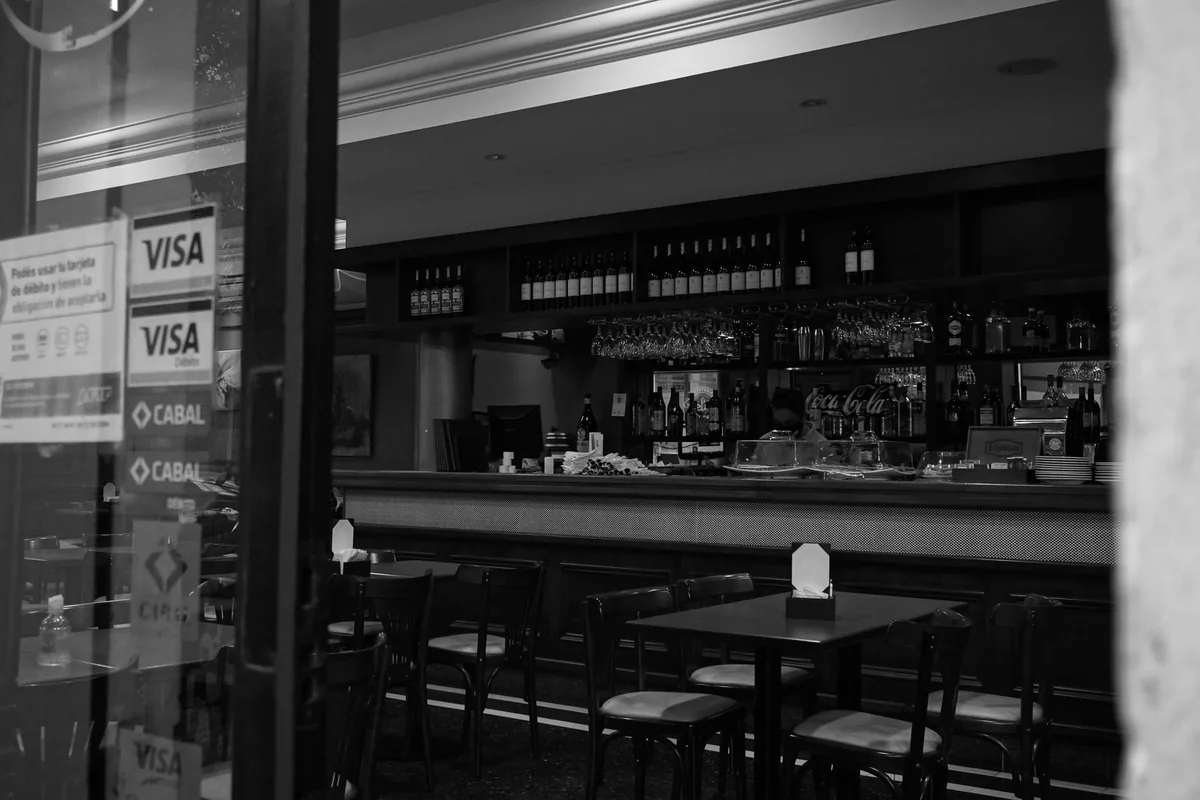 hotel restaurant tables bar counter interior