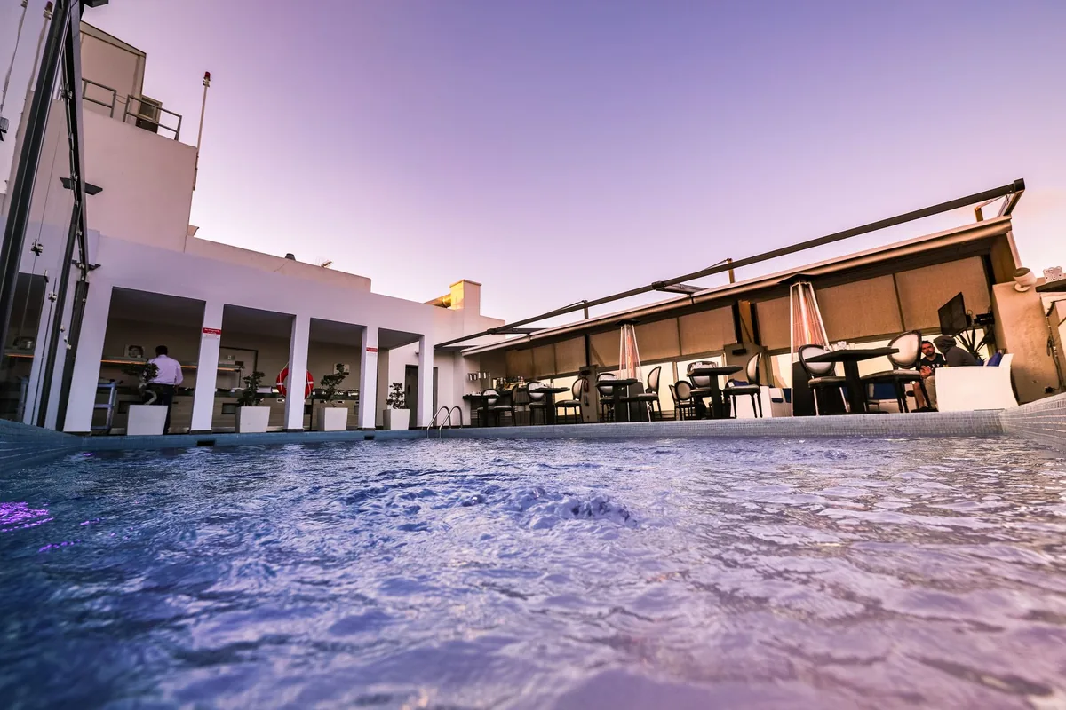 rooftop hotel restaurant bar mountain views