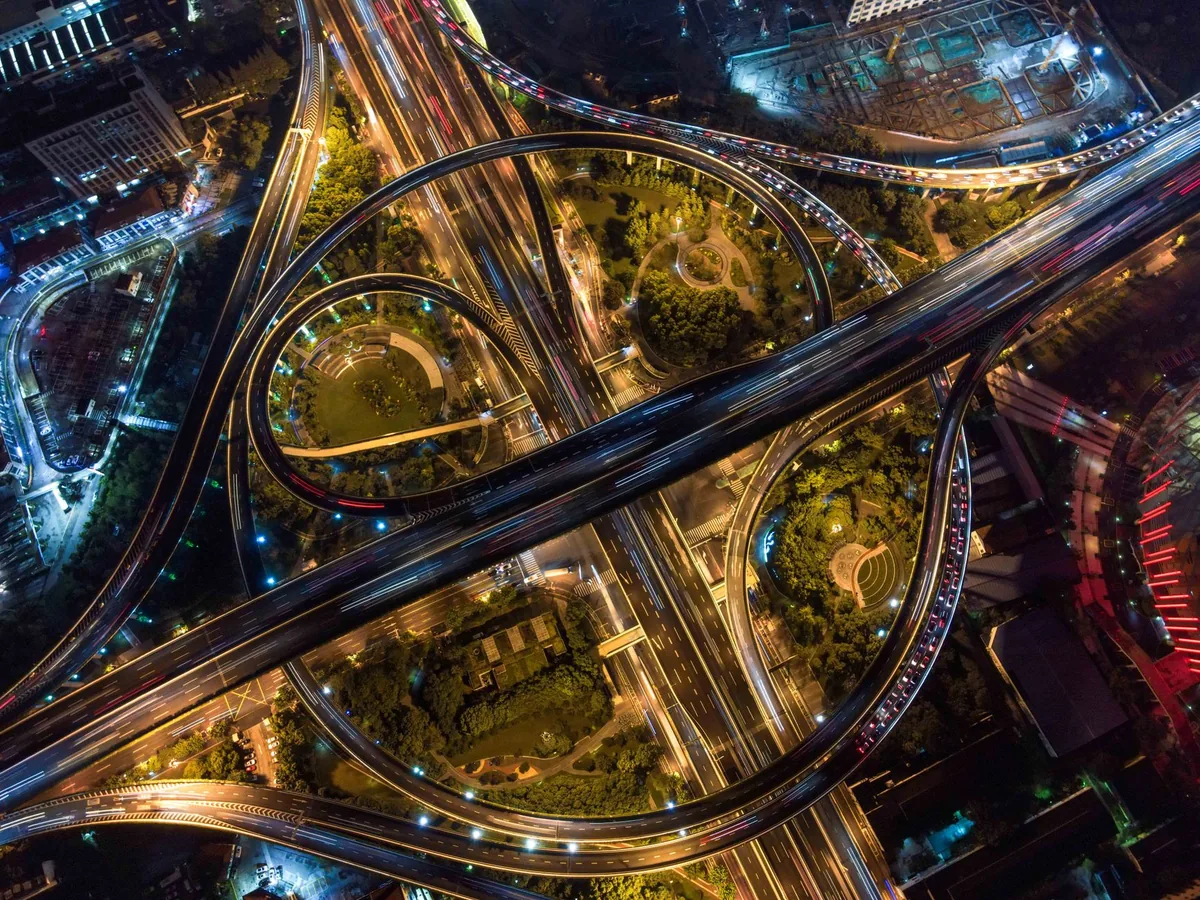 highway intersection aerial view