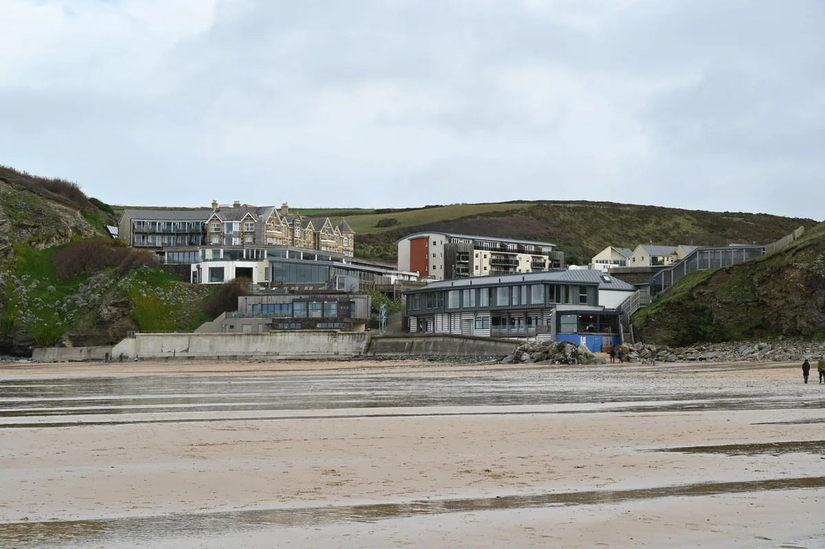 coastal UK town with hotels along the waterfront