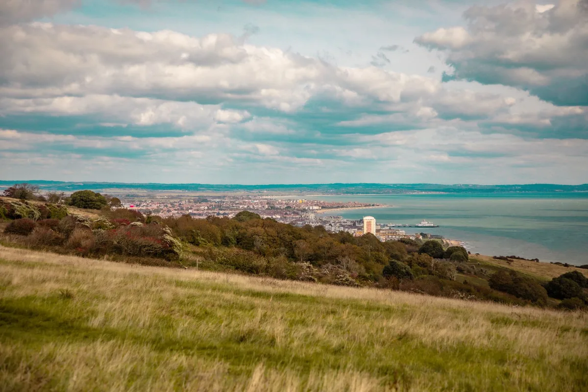 coastal town view in south east england