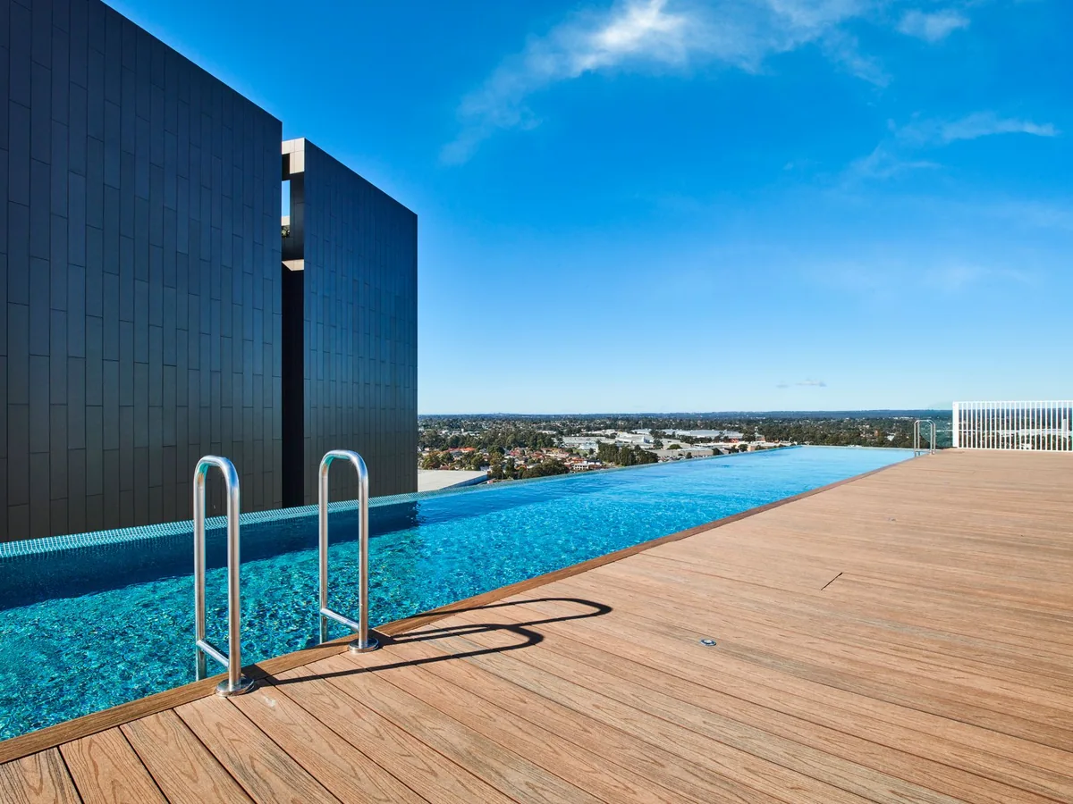 rooftop swimming pool urban view