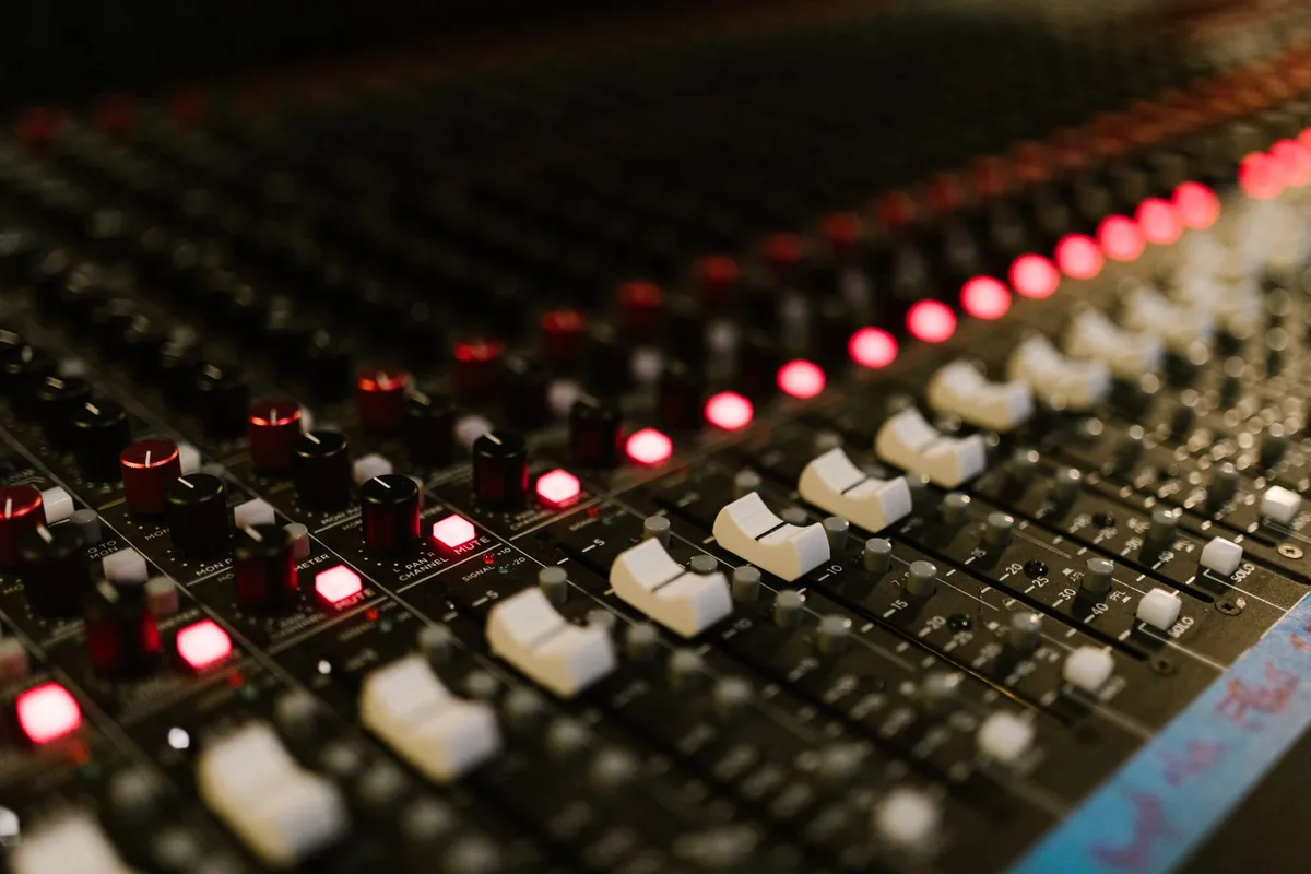 music recording studio mixing console