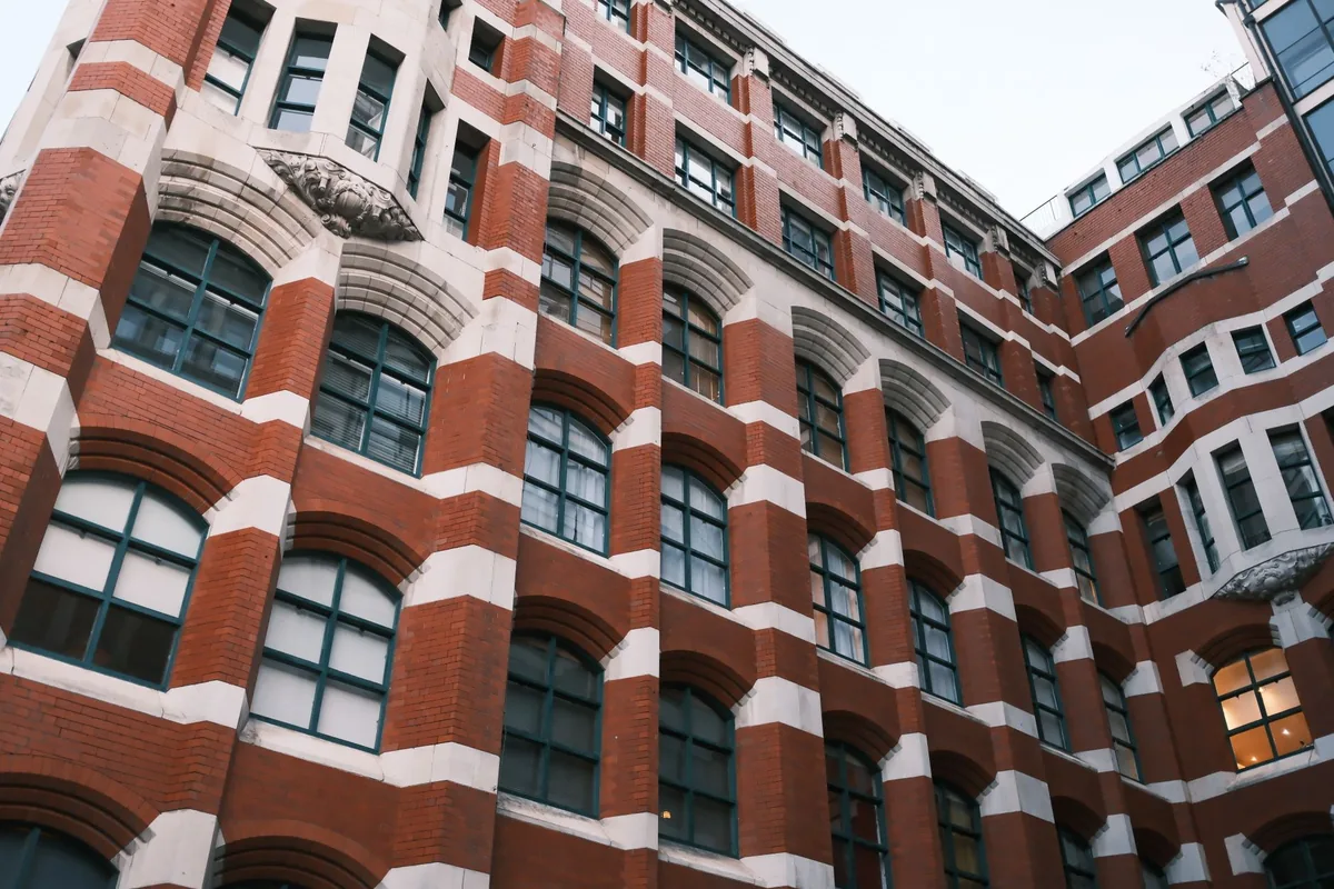 commercial office building red brick facade