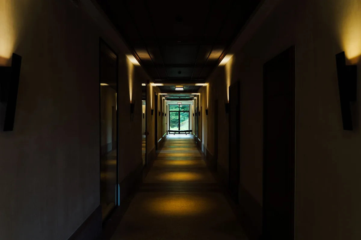 empty hotel hallway corridor