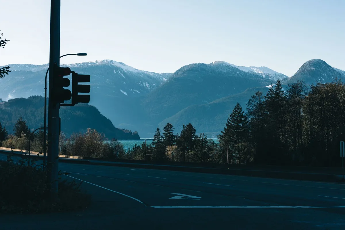 national park mountain road traffic
