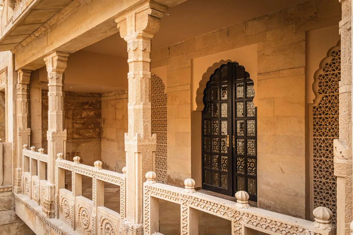 boutique hotel courtyard stone architecture