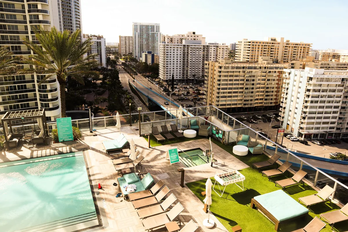 hotel rooftop pool deck